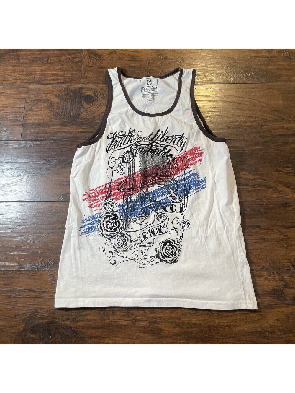 Vintage Southpole Tank top Mens XL Truth & Liberty Graphic Print Cotton